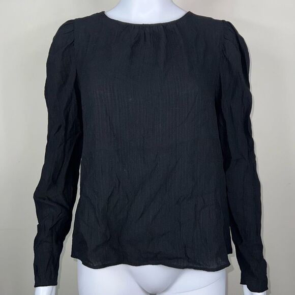 MNG Long Sleeve Gauze Keyhole Back Blouse - Picture 1 of 10